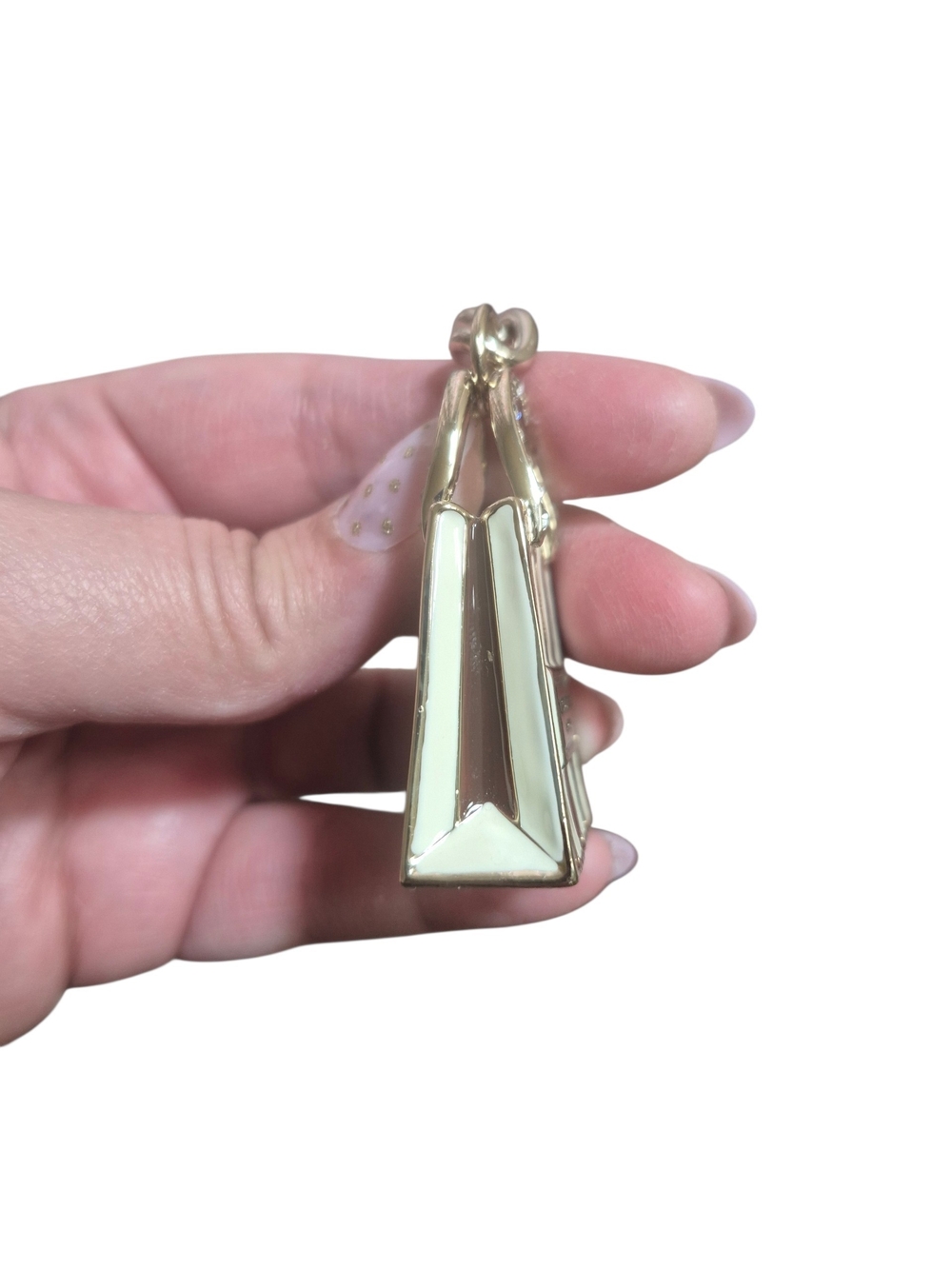 RARE Henri Bendel Brown & White Striped Swarvoski Crystal Shopping Bag Keychain - Picture 4 of 9